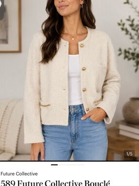 Future Collective Cream Bouclé Teddy Jacket